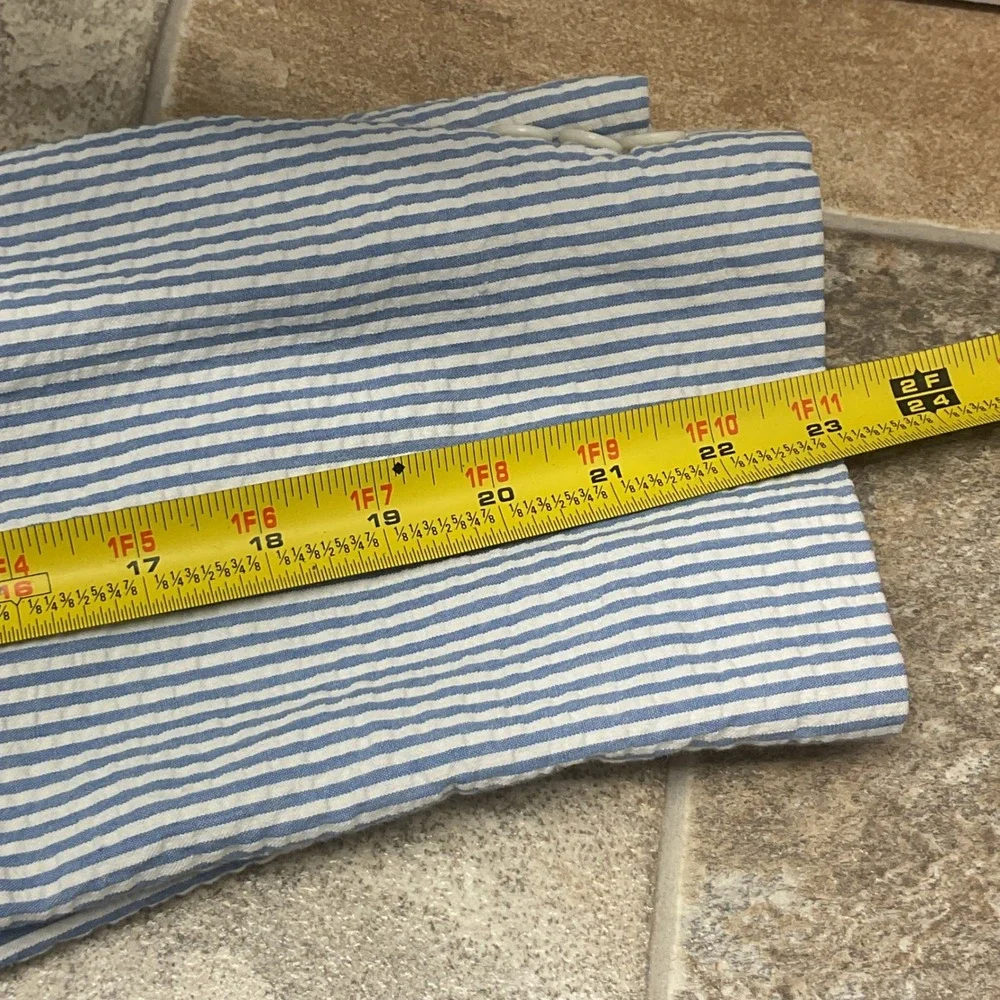 Maxs Mens Store Vintage Seersucker Suit Blue White Striped 2pc Made in USA 46 37